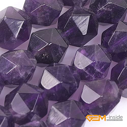GEM-Inside Natural 10mm Amethyst Gemstone Loose Beads Faceted Purple Square Cambay Crystal Energy Stone Power for Jewelry Making 15" - color: Amethyst, size: 10mm