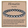 LPBeads Handmade Natural Gemstone Stretch Elastic Bracelet Healing Crystal Round Stone Beads Jewelry Gifts for Women Men - color: Hematite, size: 8mm