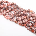 70PCS Natural 8MM Healing Gemstone, Pink Zebra Jasper Energy Stone Round Loose Beads, Semi-Precious Crystal Beads with Free Elastic String for Jewelry Making DIY - color: Pink Zebra Jasper, size: 8MM