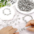 Augshy 700Pcs Large Letter Beads Silver Plastic A-Z Mixed Alphabet Shape Beads for Jewelry Making Bracelets Necklaces Key Chains Shoelaces Crafts Party Decor(9x12mm) - style: Silver Alphabet Style