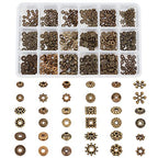 PH PandaHall 540pcs Tibetan Spacer Beads 18 Style Antique Bronze Metal Bracelet Beads Flower Geometric Alloy Jewelry Bead Spacers for Bracelet Necklace Jewelry Making DIY Craft 5-9mm - color: 18 Styles Antique Bronze - 540pcs