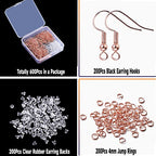 600Pcs Hypoallergenic Earring Hooks, Rose Gold Earring Making Kit, Supplies with Earring Backs and 4mm Jump Rings for Jewelry Making (Rose Gold) - color: Rose Gold