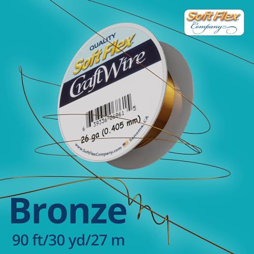 BeadHobby Soft Flex 26 Gauge Craft Wire - 27 Meters - Jewelry Wire with Tarnish Resistant Silver Plating - style: Bronze