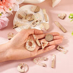Beadthoven 20pcs/10 Pairs Resin Wood Charms DIY Earrings Pendants Pastel Color Sequin Resin Charms Mix Shape Wood Pieces for Statement Earrings Jewelry Making Necklace Ornaments DIY Supplies - color: Candy Pastel Sequins