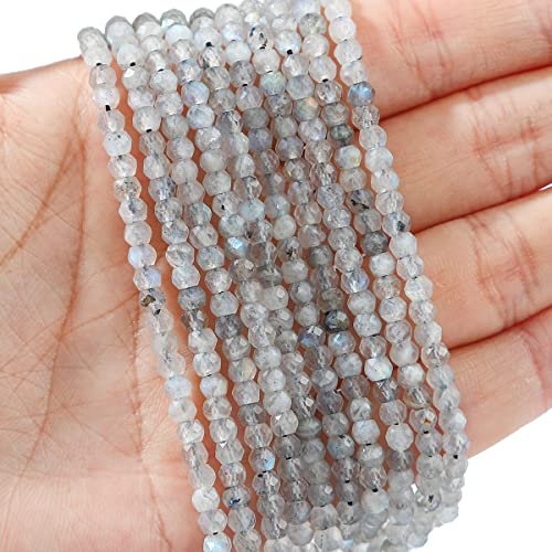 BEADIA Natural Spectrolite Beads 4x2mm 120pcs Faceted Rondelle Loose Semi Gemstone Beads for Jewelry Making Design - color: Spectrolite