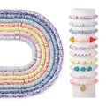 Pandahall 7-Strand Flat Round Heishi Beads - 6mm Clay Spacer Beads Kit, 7 Colors (Spot Style), for Friendship Bracelet & Necklace Earring Making - color: 7 Colors - Spot