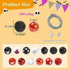 DanLingJewelry 50pcs 20mm Ladybug Acrylic Beads - Red, Black, Heart Dot Printed for DIY Craft Jewelry Making - color: 50pcs - ladybug