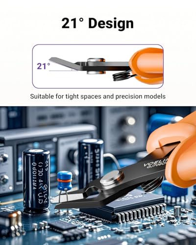 VCELINK Micro Precision Wire Cutter Spring Loaded, 5-Inch Flush Cutter Pliers, Nippers, Small Side Cutter for Electronics, Zip Ties, Craft and Jewelry, Orange - color: Orange