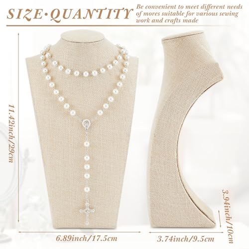 Kigley 6 Pcs Linen Necklace Display Bust Jewelry Holder Necklace Retail Mannequin Display Stand for Jewelry Selling Vendors Shows (11.4 x 6.9 Inch)