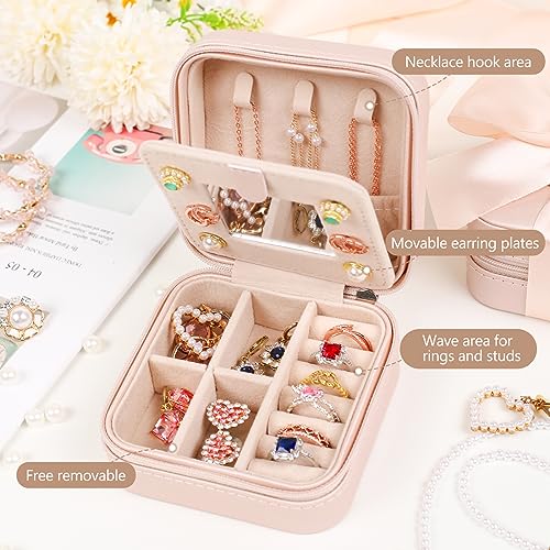 CHMI Personalized Jewelry Box for Women and Girls - Travel Essential and Birthday Gift - Bridesmaid Gift - Initial Pink J - color: Champagne Pink, size: J
