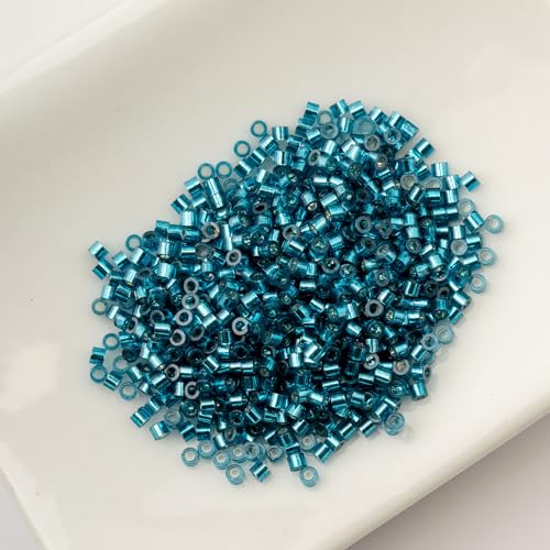 John Bead 25g Cylin Beads Blue Zircon Silver Lined 11/0 Glass Cylindrical Seed Beads for Jewelry Bracelets Necklaces Earrings Making Embroidery - color: Blue Zircon Silver Lined