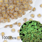 1000pcs Letter Beads Glow in the Dark Alphabet Beads Acrylic Glod Letters A-Z Bead Luminous Flat Round Craft Bead 4 * 7mm for Jewellery Crafts (47 Glow-Gold) - color: 47 glow-gold