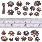 Jdesun 120 Gram Mixed Styles Bead Caps Tibetan Alloy Flower Caps Spacer Beads Jewelry Accessories for DIY Necklace Bracelet Crafts, Antique Red Copper - color: Red Copper