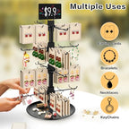 Jewelry Display for Vendors with 80 Hooks, 4 Tier Rotating Display Stand Earring Holder Organizer Adjustable Height, Earring Rack Keychain Necklace Bracelet Display for Retail - style: 4SL-BK