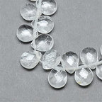 Craftdady 27pcs Faceted Teardrop Natural Crystal Quartz Beads Top Drilled Energy Healing Gemstone Loose Beads Polished Chakra Stone Loose Beads 12x9-10mm for DIY Jewelry Crafts - color: Crystal Quartz