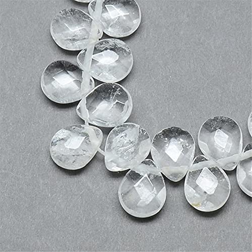 Craftdady 27pcs Faceted Teardrop Natural Crystal Quartz Beads Top Drilled Energy Healing Gemstone Loose Beads Polished Chakra Stone Loose Beads 12x9-10mm for DIY Jewelry Crafts - color: Crystal Quartz