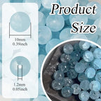 100Pcs Glass Beads 10mm Round Moon Frosted Cracked Water-Activated Transparent Glazed Beads, Ideal for DIY Bracelets Necklaces Phone Charms Craft Supplies (Blue) - color: Blue