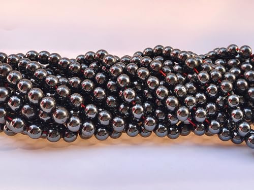 Stone Beads 6mm 140pcs Black Hematite Beads Round Loose Gemstones Beads for Bracelet Necklace Jewelry Making (6mm, 60619 Black Hematite) - color: Black Hematite Beads, size: 6mm