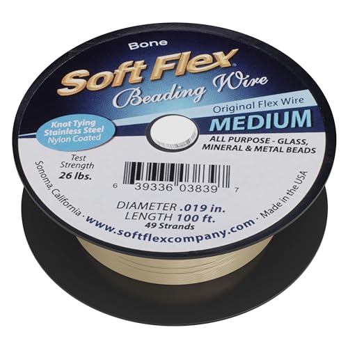 Soft Flex 49 Strand Beading Wire - Medium 0.19 Diameter - 100 Feet Nylon Design Wire - style: Bone