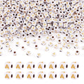 FASHEWELRY 500Pcs White Golden Letter Beads 4.5mm Square Alphabet Beads Acrylic Cube Letter A Beads for Friendship Bracelet Necklace Keychains Jewelry Making - color: Letter A