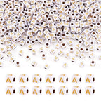 FASHEWELRY 500Pcs White Golden Letter Beads 4.5mm Square Alphabet Beads Acrylic Cube Letter A Beads for Friendship Bracelet Necklace Keychains Jewelry Making - color: Letter A
