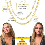 RWQIAN 18k Gold Paperclip Chain Link Necklace Dainty Paperclip Link Chain Layered Necklace Oval Link Chains Necklaces Set for Women Girls - color: 18K Silver-Paperclip Chain
