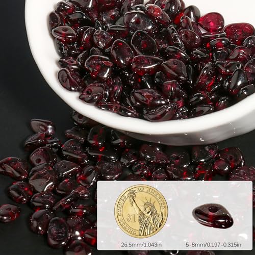 30in Garnet Natural Chip Stone Beads 5-8mm About 230pcs, Irregular Drilled Red Bead for Bracelets Jewelry Making Supplies for Adults, DIY Crafts. - color: Garnet