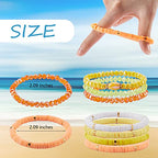 Ornaland 7Pcs Handmade Polymer Clay Heishi Surfer Stretch Bracelets Set Colorful Glass Beads Bracelets Boho Stackable Preppy Bracelets Wrist Jewelry for Women - color: Yellow