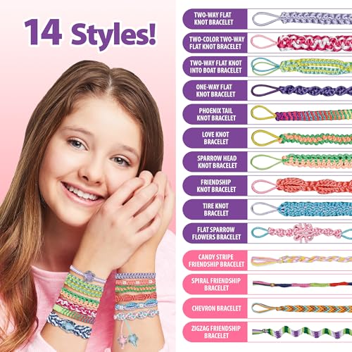 Chilpals Friendship Bracelet Making Kit for Girls 8-12, DIY String Bracelet Maker & Jewelry Craft Kits - Innovative Leg-Strap Design, Birthday Gifts Ideas for Kids Ages 7 8 9 10 Year Old (Pink) - color: Pink