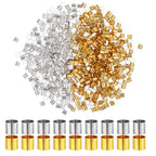1000 Pcs Crimp Tube Beads for Jewelry Making, 2x2 mm Gold and Silver Round Crimp Beads, Plated Brass Tube Bead, Crimping Bead, Column Stoppers to Secure The Ends of Jewelry Strings, DIY Bracelet