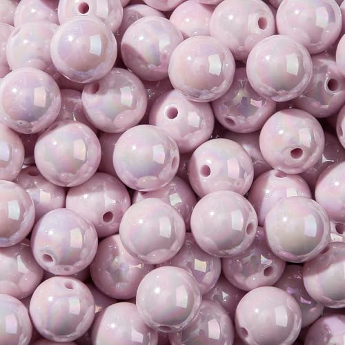 16mm Acrylic Bead 100pcs AB Cream Purple Color Acrylic Bead Chunk Bubblegum Beads for DIY Crafting Necklace Bracelet Jewelry Making Keychain (Cream Purple) - color: cream purple