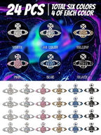 24Pcs Planet Nail Charms, CYHYII 3D Y2K Saturn Nail Art Charms Exquisite Rhinestones Gems Diamond Nail Accessories for Women Girls Nail Art Design DIY Craft Crystals Jewelry(6 Colors) - color: Planet Rhinestones Nail Charms