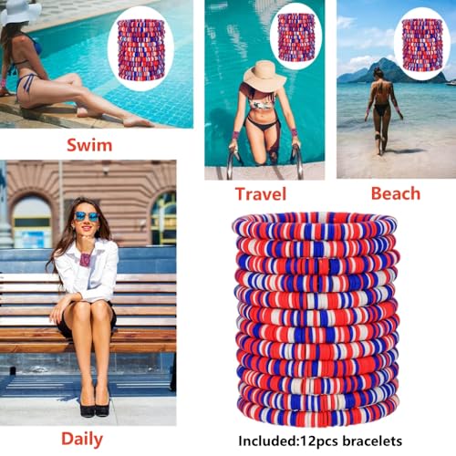 12pcs Friendship Bracelets Beaded Bracelets Heishi Bracelet Cute Bracelets Stack Vinyl Clay Disc Bead Surfer Stretch Summer Beach Bracelets For Women Preppy Bracelets - color: B-color 6