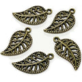 Heather's cf Four Leaf Clover Silver Leaf Beads 100-150 Pcs Leaves Craft Antique Leaf Charms for Crafting Leaf Pendant Charm for Necklace Bracelet Earring Making Fall Leaf Beads Set - color: Brass Filigree Leaf