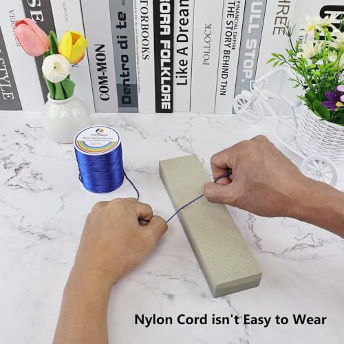 LUSTEMBER 330 Feet Satin Nylon String, 1 mm Silky Smooth Durable Nylon Cord for Jewelry Making, Bracelets, Beading, Necklaces, Macrame, Kumihimo, Rattail, and Chinese Knot Craft - size: Sapphire Blue