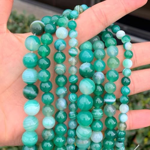 180pcs Adabele AAA Natural Banded Green Agate Healing Gemstone 4mm (0.16 inch) Small Round Loose Beads Gem Stone Spacer GC19-4 - color: Banded Green Agate, size: 4mm (180pcs/2 strands)