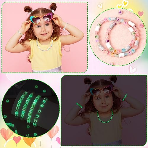 1900pcs Letter Beads, DECYOOL Glow in The Dark Letter Beads, Acrylic Alphabet Beads, with 1 Roll Elastic String for Bracelet Necklace Jewelry Making Supplie - color: reflective