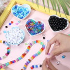 Jexine 10500 Pcs Pony Beads Bulk Plastic Beads for Bracelet Making Hair Braids DIY Necklace Jewelry Making Projects(Round,Mixed Color) - color: Mixed Color, style: Round