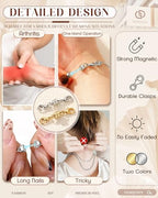 GEMQUEEN Multi Magnetic Necklace Clasps and Closures : White Gold Plated Magnet Jewelry Layering Clasp for Necklaces Multiple Magnets Bracelet Helper Necklace Extenders 8PCS - color: White Gold Plated - 8PCS