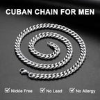 Monily Stainless Steel Mens Cuban Link Chain Silver 18K Gold Chain for Men Hip Hop Mens Jewelry - color: a. 3.5mm width-steel, size: 28 Inches