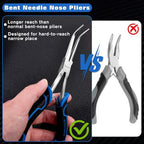 SPEEDWOX Long Reach Bent Needle Nose Pliers With Smooth Jaw Angled Needle Nose Pliers For Jewelry Making Fish Bone Pliers Tweezers Bent Chain Nose Pliers For Wire Bending And Small Object Gripping - style: bendt needle nose pliers smooth jaw
