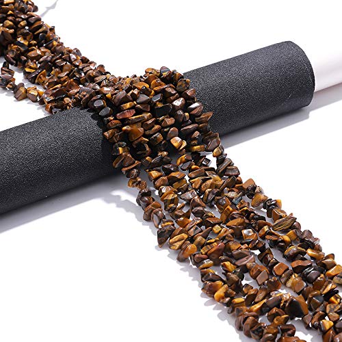 BEADIA Irregular Natural Tiger Eye Stone Loose Semi Gemstone Beads for Jewelry Making 5-8mm 80cm - color: Tiger Eye, size: 5-8mm 80cm