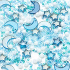 Mixed Star Moon Crystal Glass Beads Seedbeads Loose Round Pearl Beads for Jewelry Making Craft Bracelets Necklaces Earrings DIY Crafts Projects Sky Blue Glass Spacer Bead Kits for Crafts - color: Sky Blue