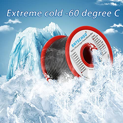 BNTECHGO 30 Gauge Silicone Wire Spool 100 ft Black Flexible 30 AWG Stranded Tinned Copper Wire - size: 30 gauge silicone wire 100ft, style: Black