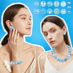 35 Pcs Chunky Bubblegum Beads 20mm Focal Pen Large Rhinestone Pearl Bead with Rhinestone Large Hole European Spacer Bead for DIY Beadable Pen School Jewelry Making Keychain Craft Making(Lake Blue) - color: Lake Blue