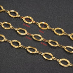 UMAOKANG 2 Meters Stainless Steel Gold Plated Chains for Jewelry Making Hollow Oval Chain Bulk on Spool - color: Gold Hollow Oval