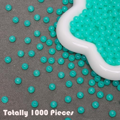 BONNY BOXX 1000PCs 6MM Jelly Peacock Green Acrylic Round Beads, Smooth Transparent Acrylic Balls, Plastic Resin Gumball Bubblegum Chunky Beads for Necklace & Bracelet Making, Crafting Supplies - color: Jelly Peacock Green, size: 6MM