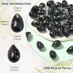 Ipotkitt 100 Pcs Two Tone Glass Drop Charms - Black Frosted & Spray Painted Crystal Teardrop Bead Charms for DIY Crafts & Jewelry Making - color: 100pcs-Frosted Teardrop Charms-Black