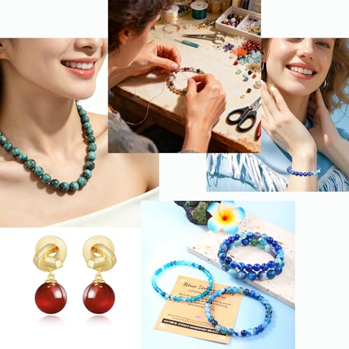 AD Beads 8mm Natural Round Loose Beads 110 Pieces, for Making 108 Mala Prayer Beads Necklace, Bracelet & Yoga Meditation, Jewelry Design (Bloodstone) - color: Bloodstone, size: 8mm-110pcs