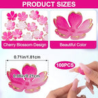 100pcs Cherry Blossom Beads, 5-Petal Pink Gradient Acrylic Flower Beads, Mini Spacer Hair Accessories Halloween Christmas for Bracelets Earring Jewelry Making - color: Pink Gradient